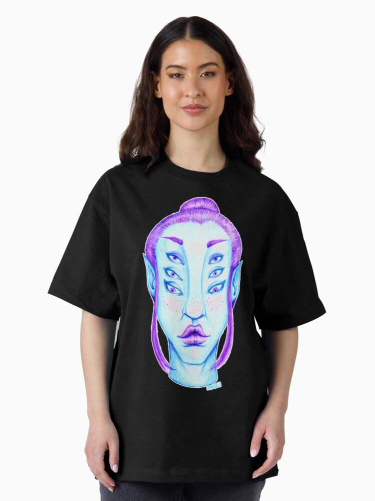 Thumbnail 1 of 7, Oversized T-Shirt, Purple Hair, Blue Skin designed and sold by Leanore.