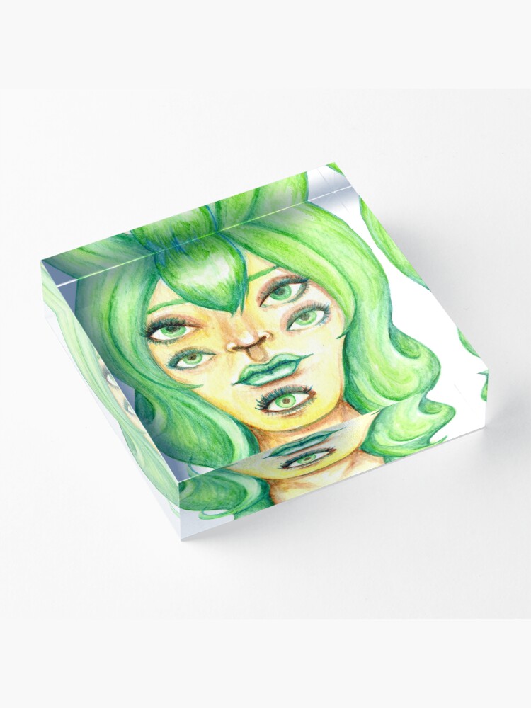 Alternate view of Green Hair, Golden Skin Acrylic Block