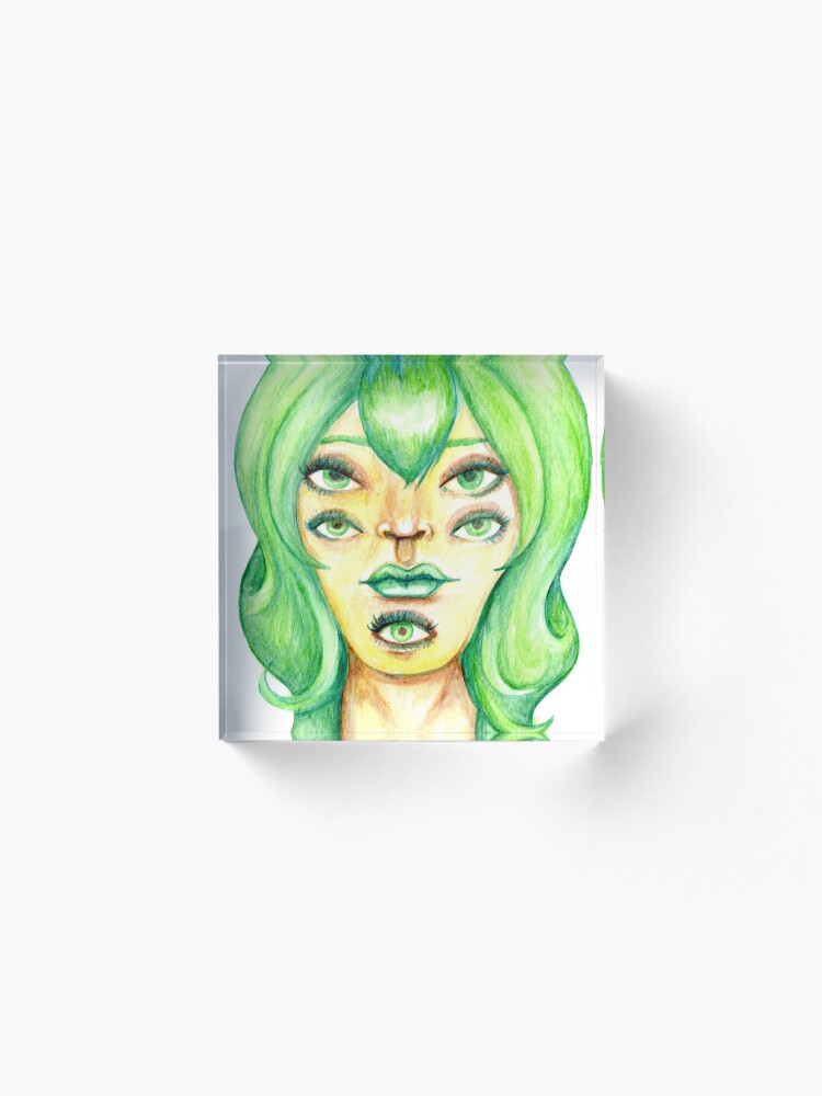 Alternate view of Green Hair, Golden Skin Acrylic Block