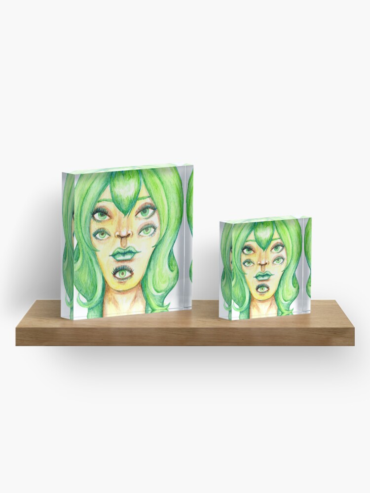Alternate view of Green Hair, Golden Skin Acrylic Block