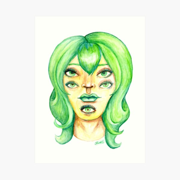 Green Hair, Golden Skin Art Print