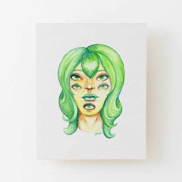 Green Hair, Golden Skin Wood Mounted Print