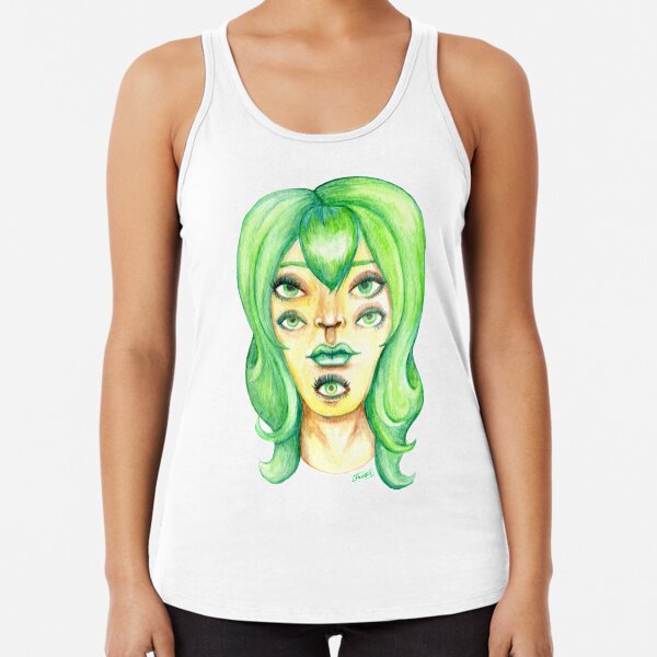 Green Hair, Golden Skin Racerback Tank Top