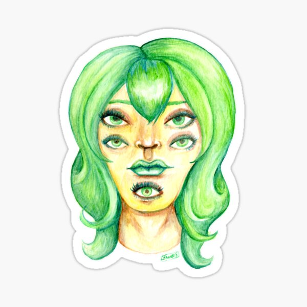Green Hair, Golden Skin Sticker