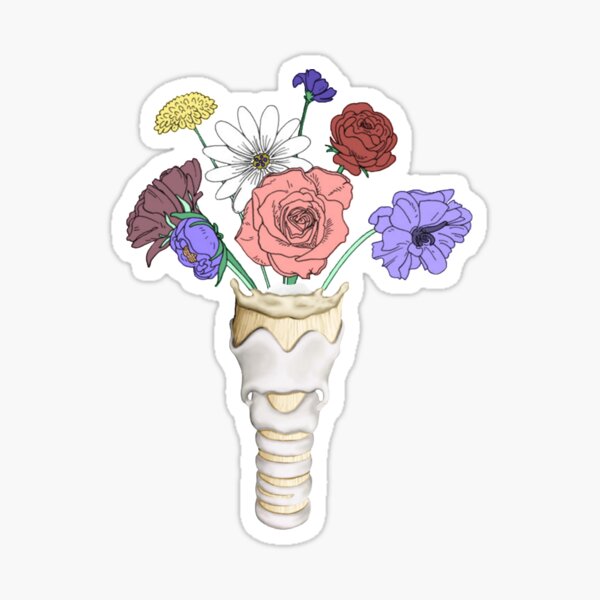 Larynx with Flowers Glossy Sticker