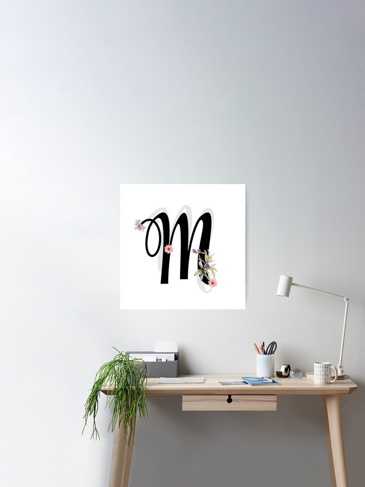Monogram M Floral Sticker by Quaintrelle, Redbubble