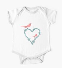 Barbed Wire Heart Birds One Piece - Short Sleeve