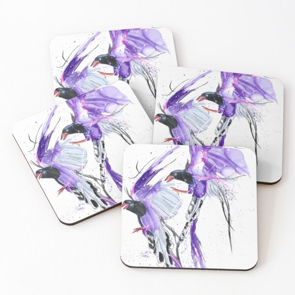 Item preview, Taiwan blue Magpies in flight. designed and sold by Peta Wakeham.