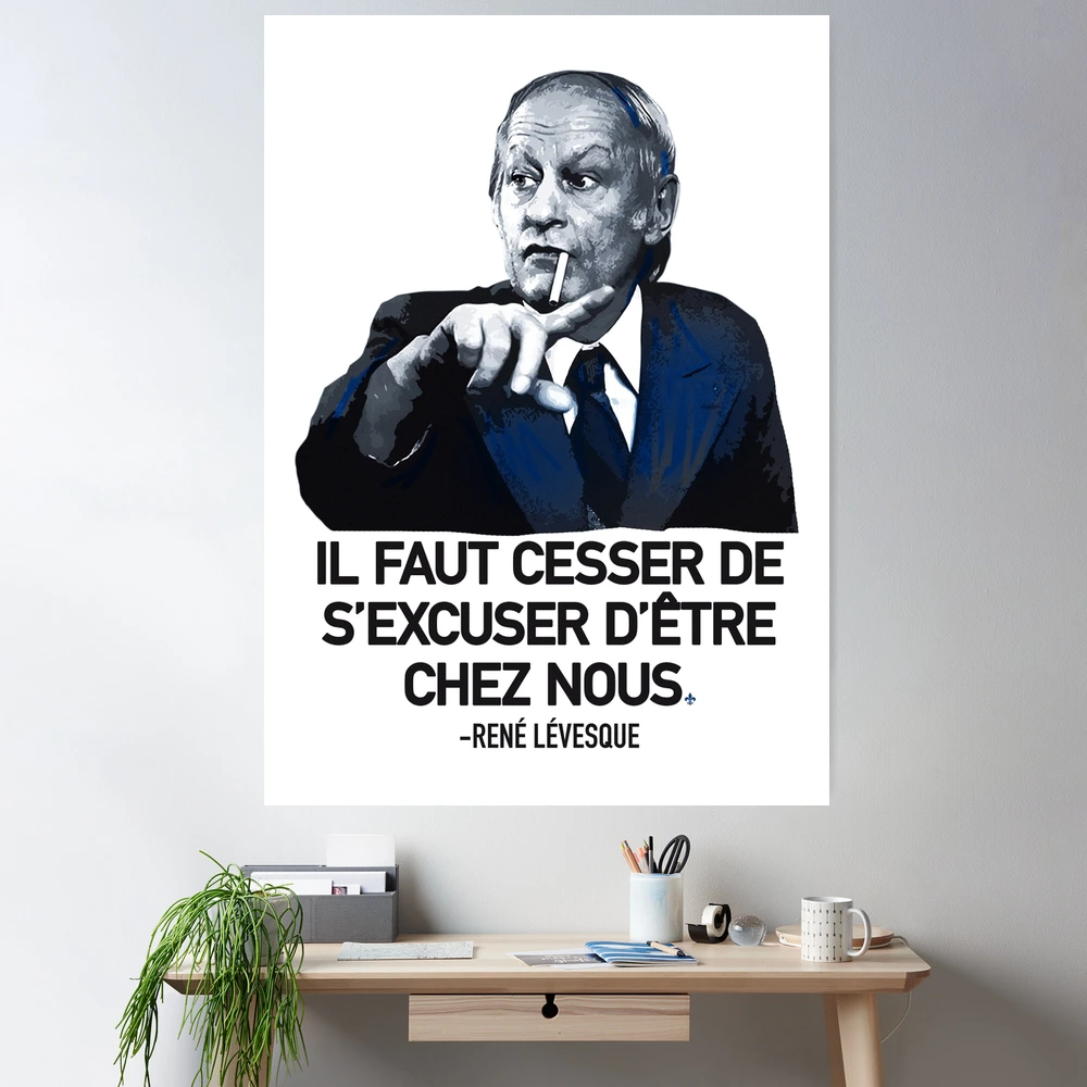 René Lévesque quote Il faut cesser de s'excuser d'être chez nous Quebec  black background HD HIGH QUALITY ONLINE STORE | Greeting Card