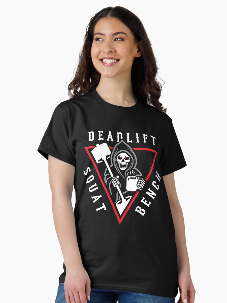 Thumbnail 2 of 7, Classic T-Shirt, Squat Bench Deadlift Grim Reaper designed and sold by brogressproject.