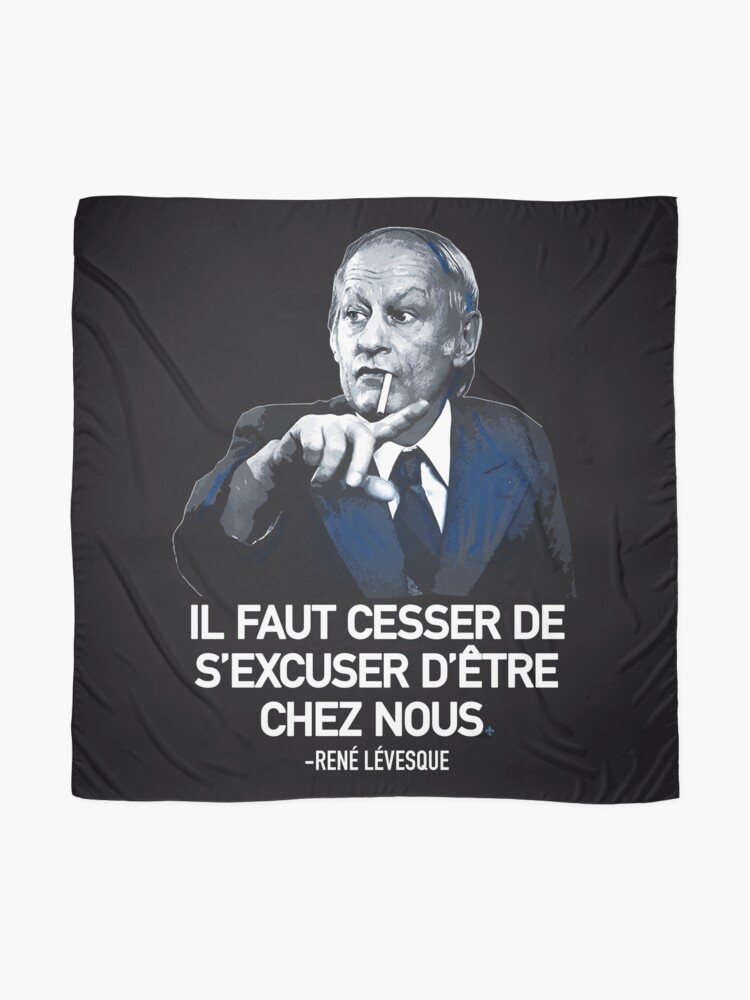 René Lévesque quote Il faut cesser de s'excuser d'être chez nous Quebec  black background HD HIGH QUALITY ONLINE STORE | Greeting Card