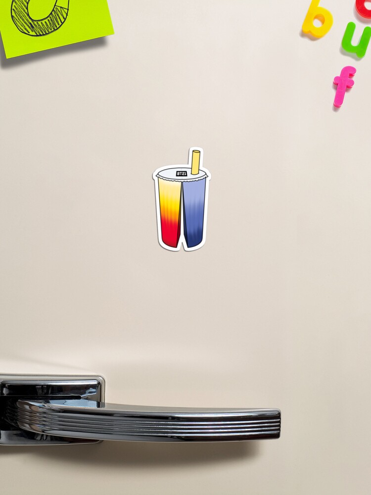 BTS split cup boba bt21 tata sticker Sticker for Sale by majorkooki