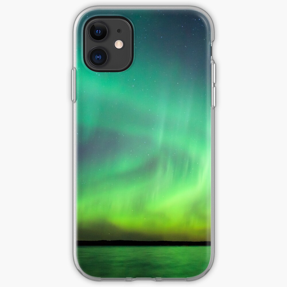 Northern lights over lake in Finland iPhone Case & Cover