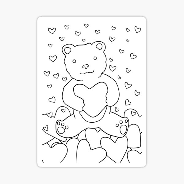 "I Love You", Says the Teddy Bear with Many Hearts Sticker