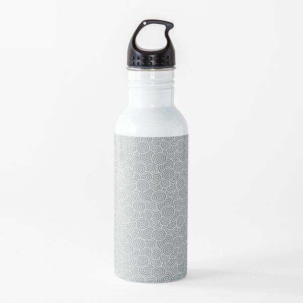 Chinese Spiral Pattern | Swirls | Grey and White | Water Bottle