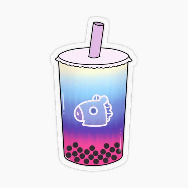 BTS split cup boba bt21 tata sticker Sticker for Sale by majorkooki