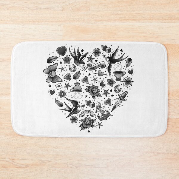 Item preview, traditional old school tattoo black white heart designed and sold by Adamova.