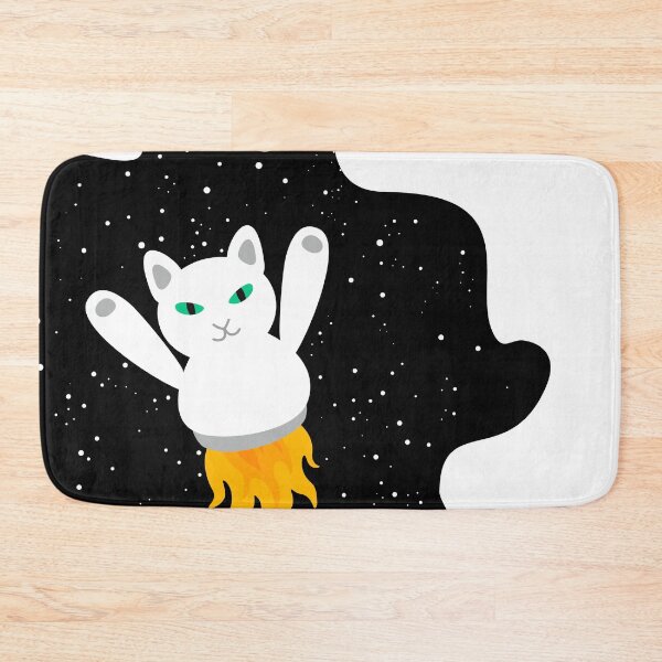 Item preview, White Rocket Cats (funny space pattern) designed and sold by XOOXOO.