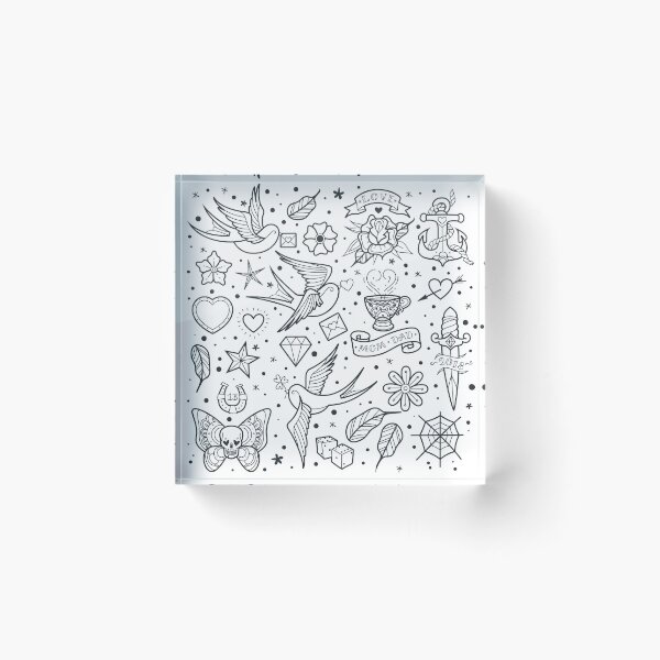 Item preview, traditional old school tattoo outlines collection designed and sold by Adamova.