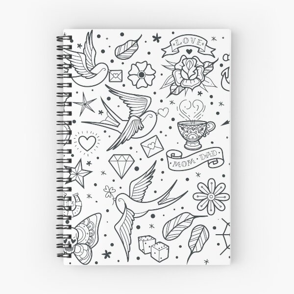 Item preview, traditional old school tattoo outlines collection designed and sold by Adamova.