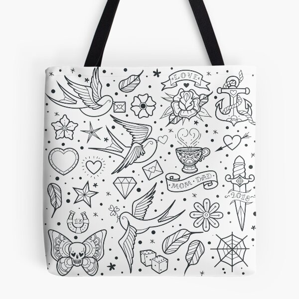 Item preview, traditional old school tattoo outlines collection designed and sold by Adamova.