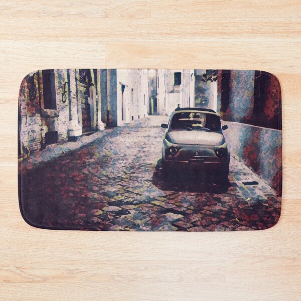 Item preview, A classic, Fiat 500 parked in an Italian back street at night designed and sold by Retro Futurist.