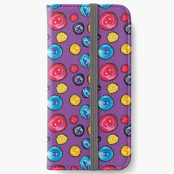 Circle Buttons Sewing Bright Pattern iPhone Wallet