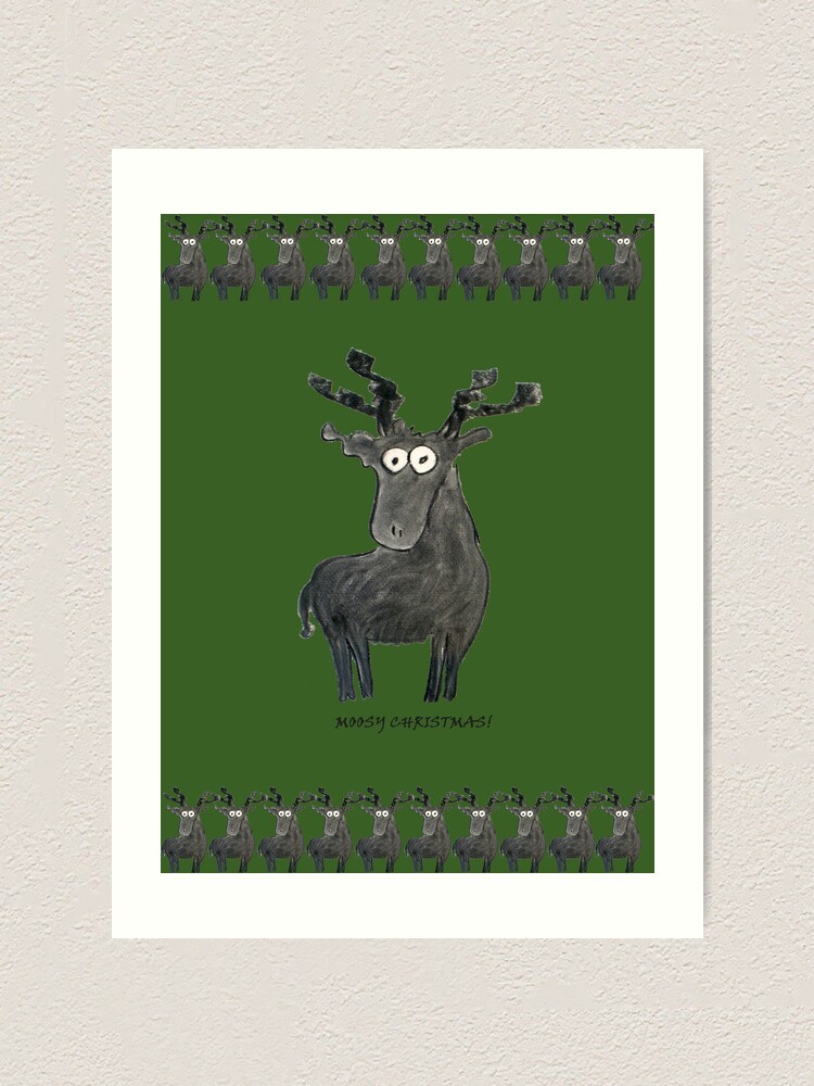 Alternate view of Moosy Christmas Art Print