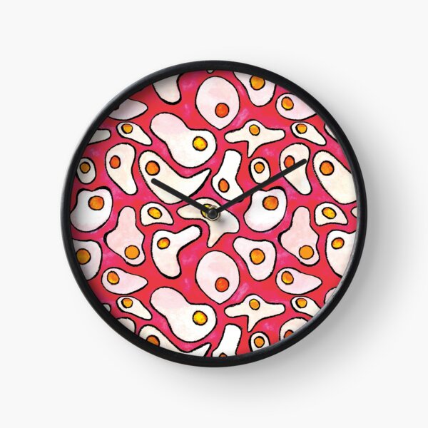 Fried Eggs Repeating Pattern Clock