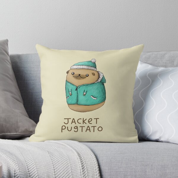 Jacket Pugtato Throw Pillow