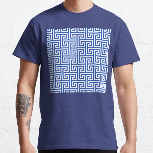 Geometrisches Muster: Schlüsselbrückenverriegelung Positiv: Blau Classic T-Shirt