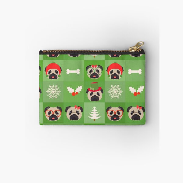 Item preview, Christmas Pugs on Green Background designed and sold by pugmom4.
