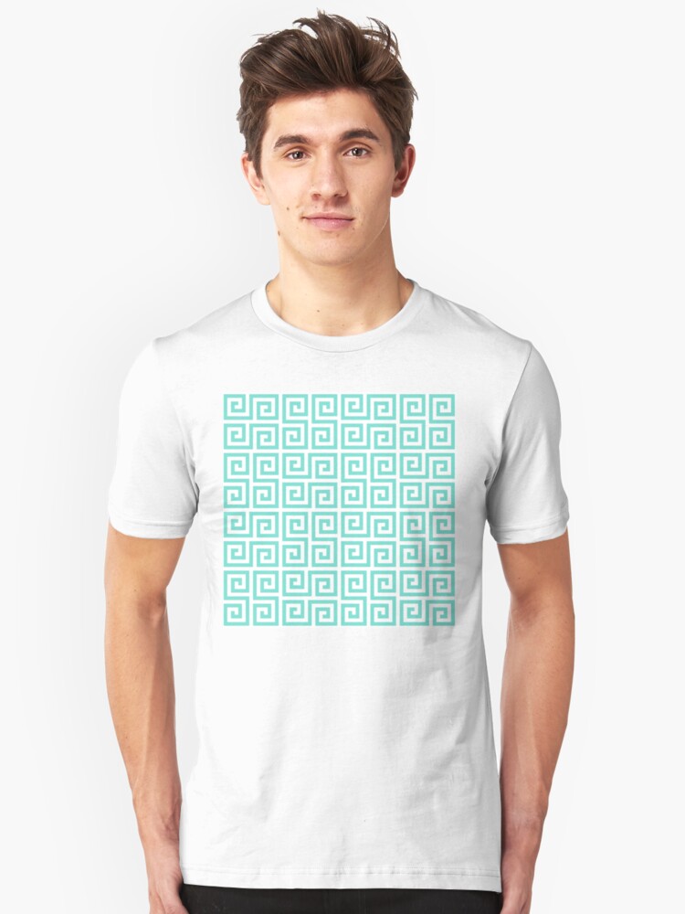 Alternate view of Geometric Pattern: Key Serpentine: Blue Slim Fit T-Shirt