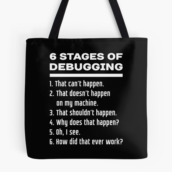 Item preview, Six Stages of Debugging Funny Software Development Design White Text designed and sold by ramiro.