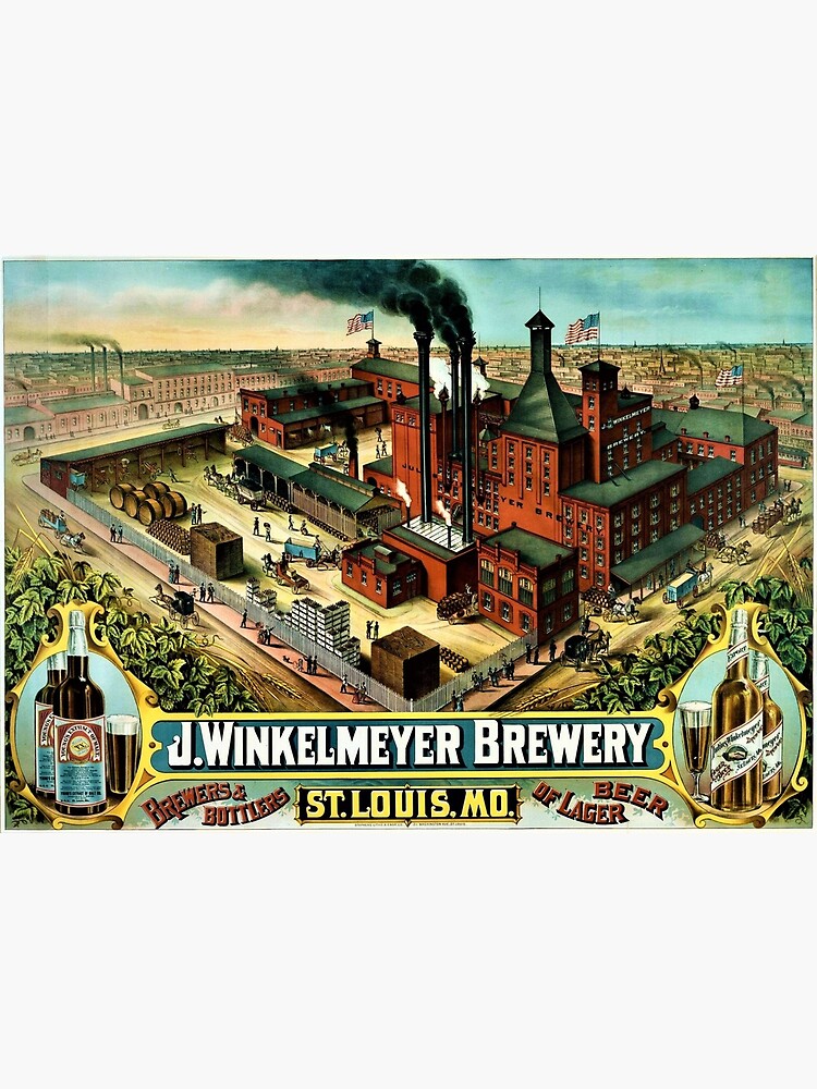 Disover Vintage 1882 Julius Winkelmeyer Brewery St. Louis Lithograph Wall Art Advertisement Art Print Premium Matte Vertical Poster