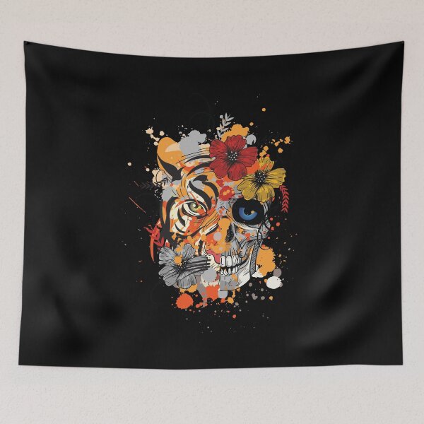 Item preview, Tiger, tiger head, skull, nature, flowers, forest, jungle, abstract designed and sold by DerSenat.