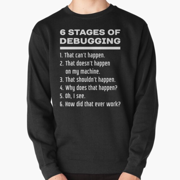 Item preview, Six Stages of Debugging Funny Software Development Design White Text designed and sold by ramiro.