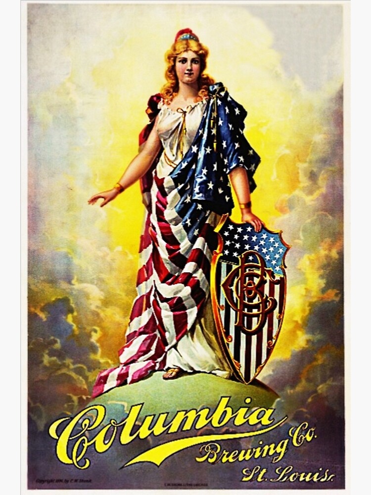 Disover Vintage 1896 Columbia Brewing Company Lady Liberty Lithograph Wall Art Premium Matte Vertical Poster