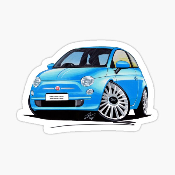 Fiat 500 Volare Blue Caricature Sticker By Yeomanscarart Redbubble