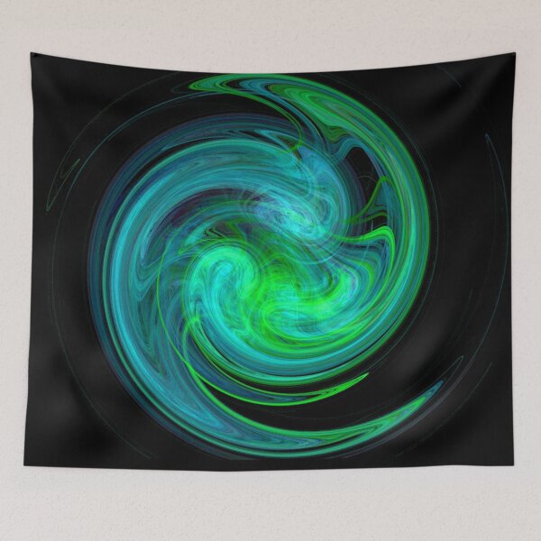 Item preview, AQUA BLUE GREEN  LIGHT VORTEX Fractal Swirl In Black by Bulgan Lumini designed and sold by BulganLumini.