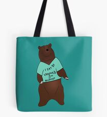 Bolsa de tela Oso, como veganos para el desayuno verde azulado