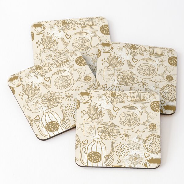 Item preview, Retro tea party pattern designed and sold by Doodle-Shmoodle.