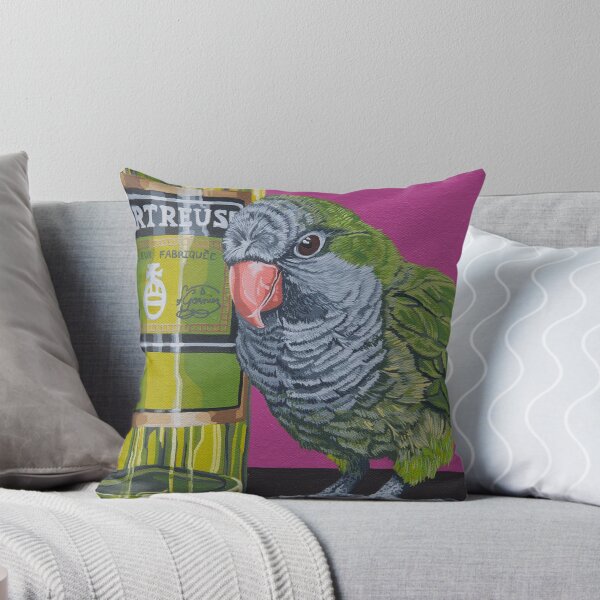 Item preview, Quaker Parrot Painting, Chartreuse Liquor Tiki Bar Parrot Cocktail Art designed and sold by Pop Zoo.