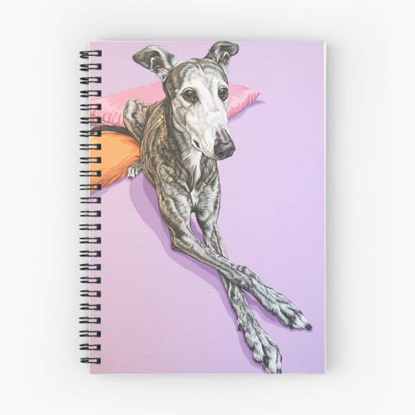 Item preview, Pensive Greyhound Portrait, Brindle Rescue Greyhound Relaxing, Painting of a Sweet Greyhound designed and sold by Pop Zoo.