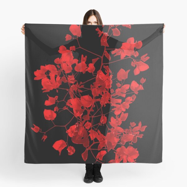 Dark Red Floral Print Scarf