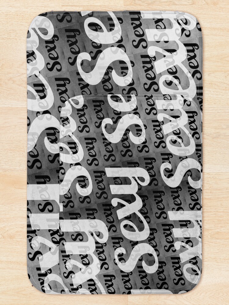 Thumbnail 5 of 6, Bath Mat, Typographic Collage Pattern designed and sold by DFLCreative.