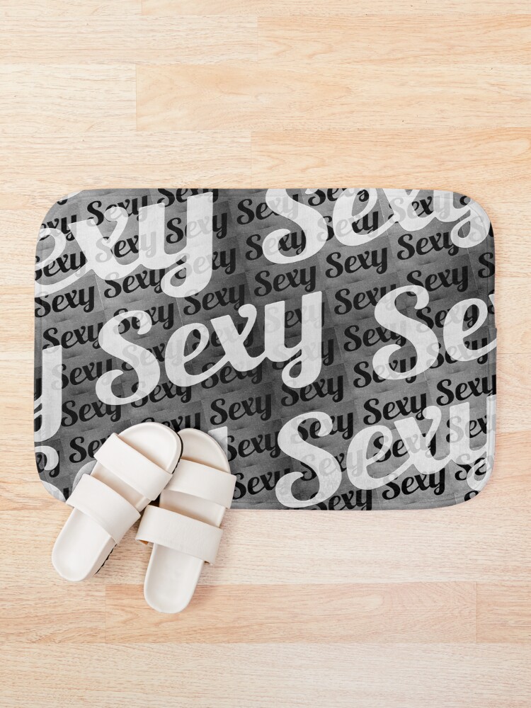 Thumbnail 1 of 6, Bath Mat, Typographic Collage Pattern designed and sold by DFLCreative.
