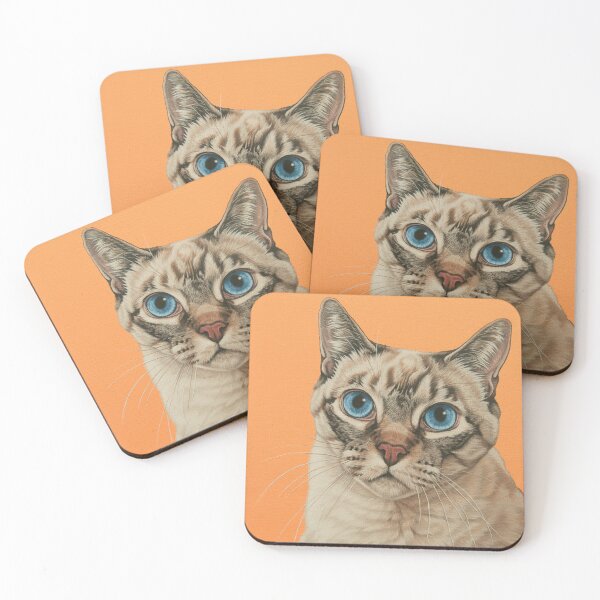 Item preview, Siamese Tabby Cat Painting, Blue-Eyed Kitty Cat Portrait designed and sold by Pop Zoo.