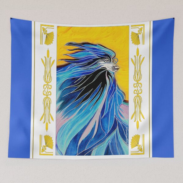 Artikelvorschau, Afghanischer Windhund, Art Deco. Blau und Gold. entworfen und verkauft von chepea2.
