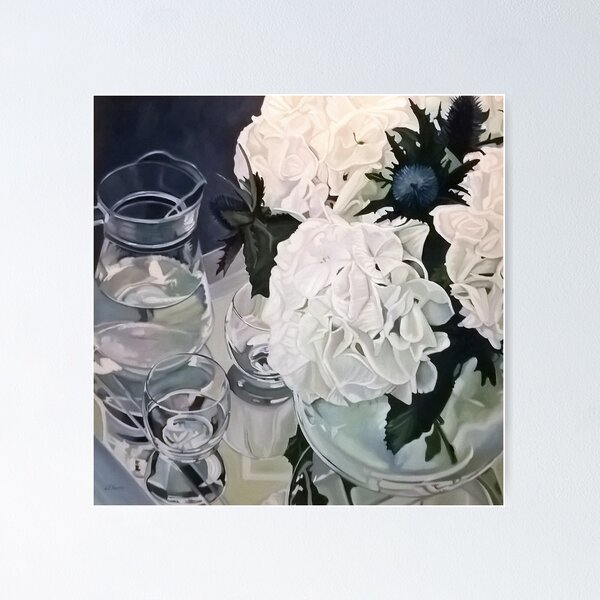 Item preview, Glass Reflections with white hydrangeas designed and sold by LouisaJSimpson.